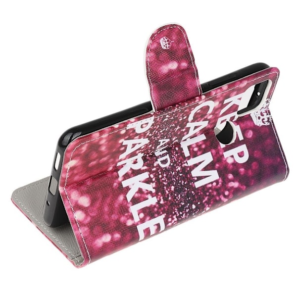 Wonderland Xiaomi Redmi 9C Flip etui - Keep calm og sparkle Red