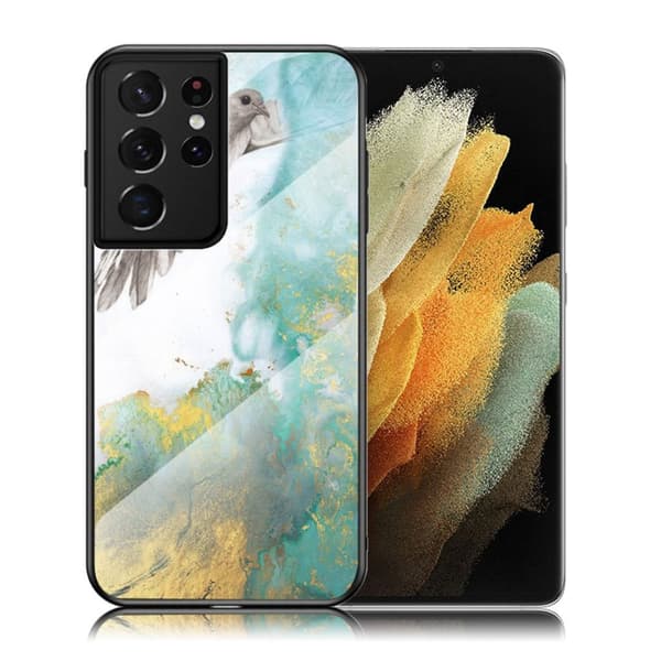 Fantasy marmor Samsung Galaxy S21 Ultra cover - flyvende due Green