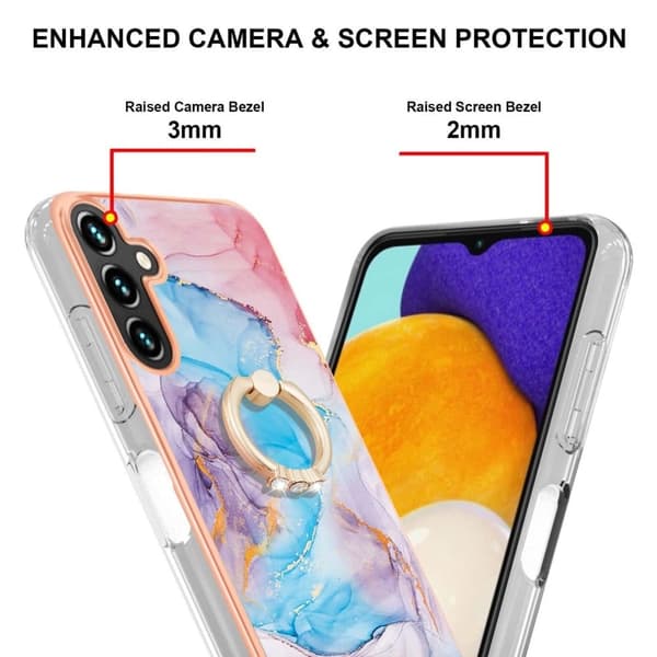 Marble Mønstret Deksel med Ring Holder til Samsung Galaxy A13 5G - Milky Way Klinkekule Blue Multicolor