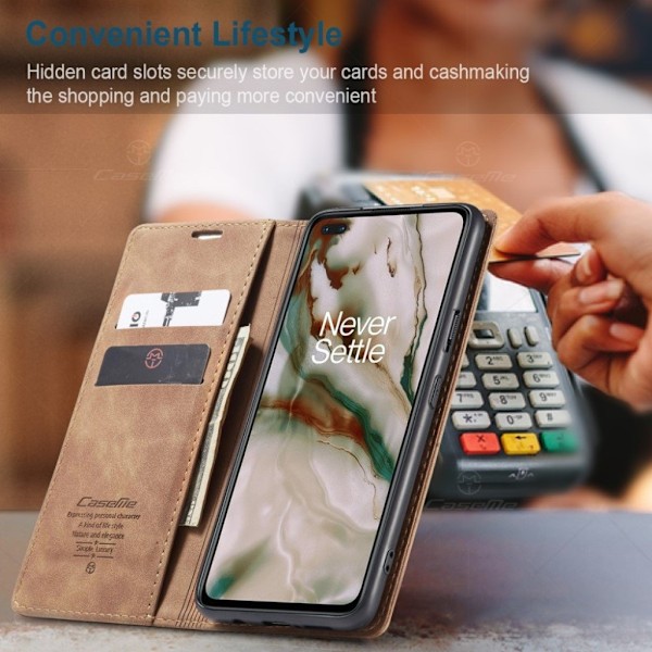 CaseMe OnePlus Nord vintage-kotelo - Ruskea Brown