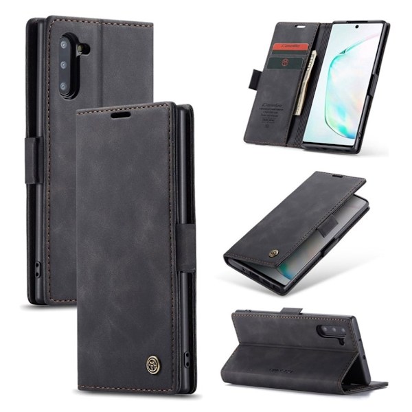CaseMe Samsung Galaxy Note 10 Vintage kotelot - Musta Black