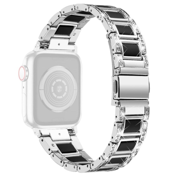 Apple Watch Series 8 (45mm) / Watch Ultra strassikivinen ruostumattomasta teräksestä valmistettu ranneke - Hopea / Kilpikonnankuori Väri Black