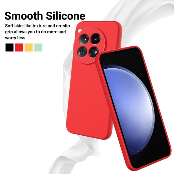 Matt flytende silikondeksel for OnePlus 12 - Rød Red