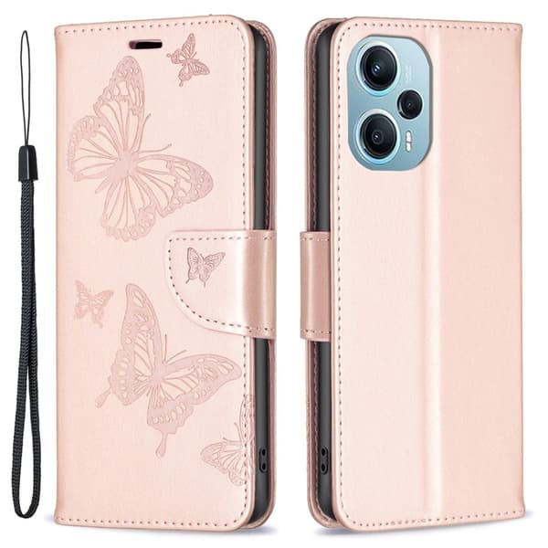 Butterfly Xiaomi Poco F5 / Redmi Note 12 Turbo Flippetui - Rose Gull Pink