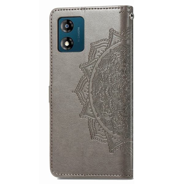 Mandala Motorola Moto E13 Flip Etui - Grå Silver grey