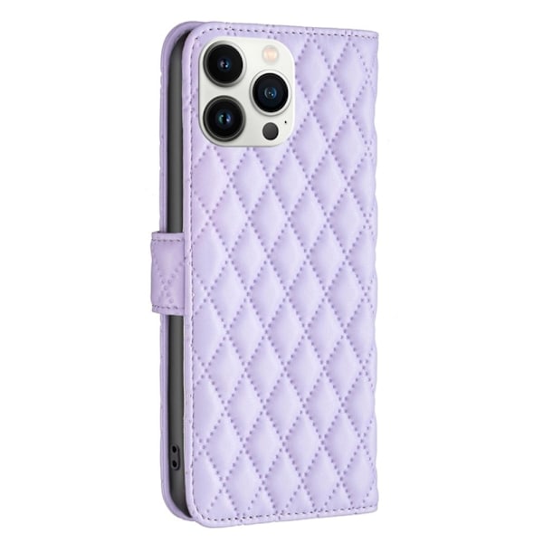 Rombuskuvioinen matta läppäkotelo iPhone 13 Pro Max - Violetti Purple
