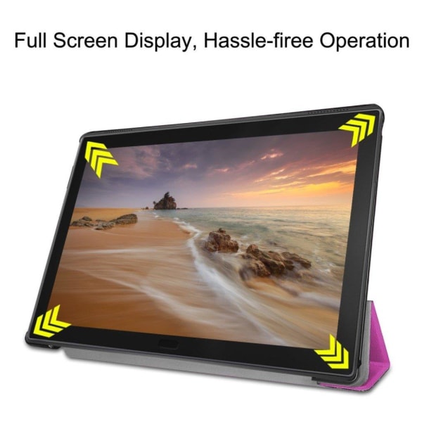 Lenovo Tab E10 tri-fold nahkainen flip suojakotelo - Violetti Purple