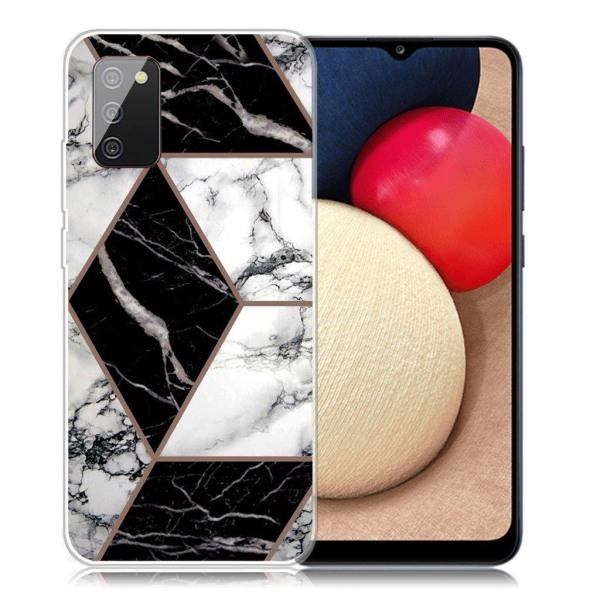 Marble design Samsung Galaxy A02s kotelot - Harmaa / Musta / Valkoinen Black