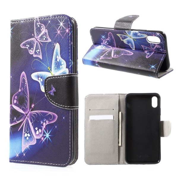 iPhone XS Max mobilfodral  silikon konstläder plånbok stående - multifärg