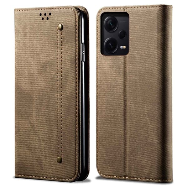 Jeans Xiaomi Redmi Note 12 Pro Plus Läppäkotelo - Khaki Brown
