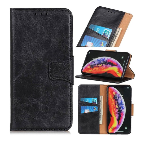 Crazy Horse Samsung Galaxy A50 wallet leather case - Black Svart