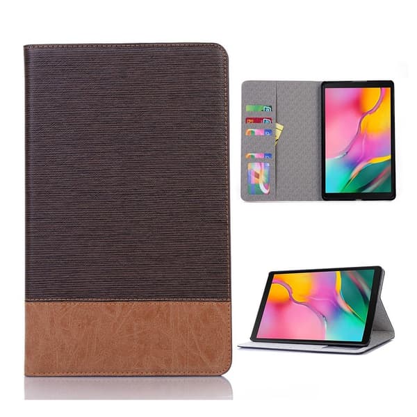 Samsung Galaxy Tab A 10.1 (2019) kryss tekstur spleising læretui - Kaffe Brown