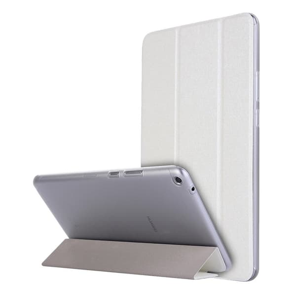 Huawei Mediapad T3 8.0 Silk Tekstur PU Lær Flip Etui - Hvit White