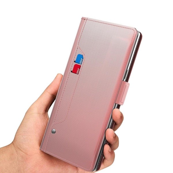 Phone Etui med Make-up Mirror og Slick Design til Sony Xperia 1 II - Rødguld Pink