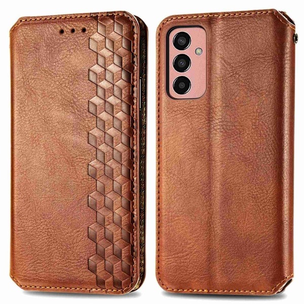Nahkakotelo With A Stylish Rhombus Imprint For Samsung Galaxy M13 4g - Ruskea Brown