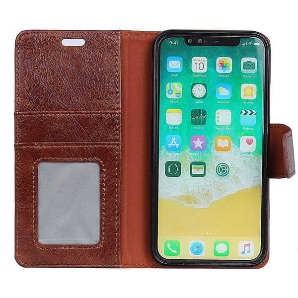 iPhone Xr etui i struktureret spaltlæder - Brun Brown