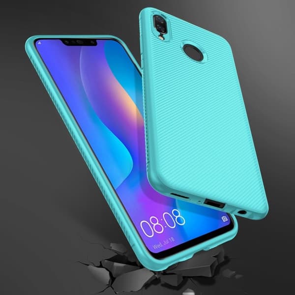Huawei P Smart Plus mobilskal av silikon vävd textur yta – Turkos Grön