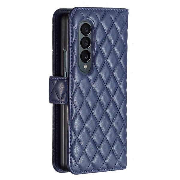 Rhombus pattern matte flip case for Samsung Galaxy Z Fold3 5G - Blue