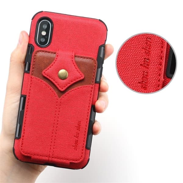 Shouhushen iPhone Xs Max Lønneblad Spenne Skinnetui - Rød Red