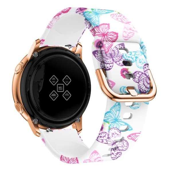 20mm Samsung Galaxy Watch Active mønster silikone Urrem - Livlige Sommerfugl Multicolor