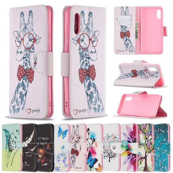 Wonderland Samsung Galaxy A02 flip-etui - Blå Sommerfugl Og Blomster Multicolor