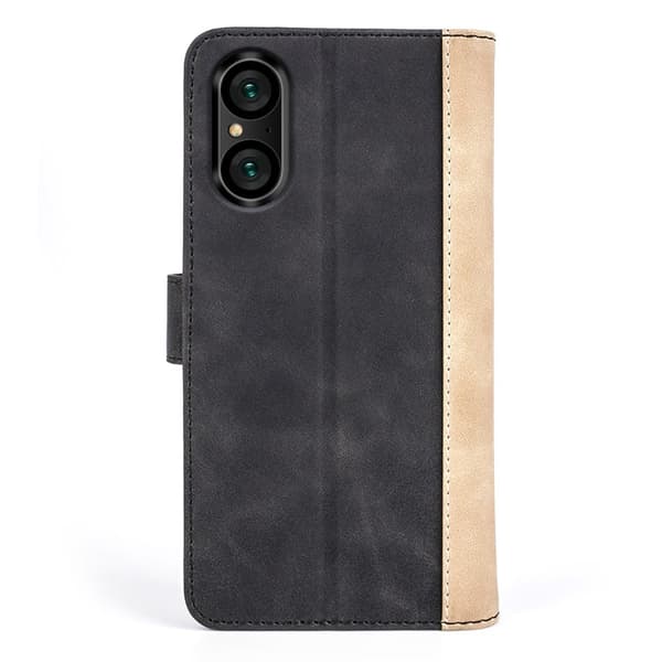 To-farvet Sony Xperia 5 V læderetui - Sort Black