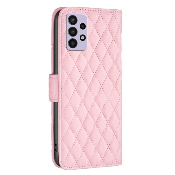 Rombemønster, matt flip-deksel for Samsung Galaxy A72 5G - Rosa Pink