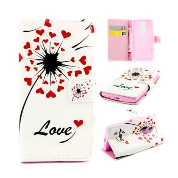 Moberg LG Leon Læder Etui - Røde Hjerter & Mælkebøtte Multicolor