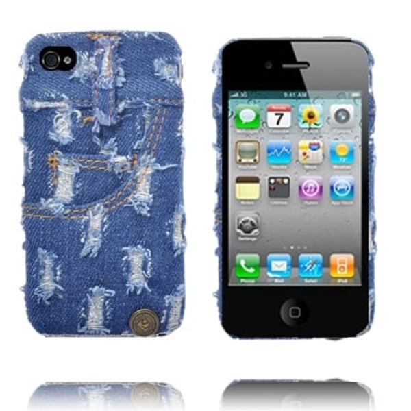 Jeans iPhone 4 flip etui - Blå Blue