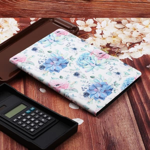 Lenovo Tab M10 Cool Flower Lær Etui - Blå Blomst Multicolor