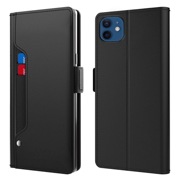 iPhone 12 / iPhone 12 Pro etui med makeup-spejl i smart design - Sort Black