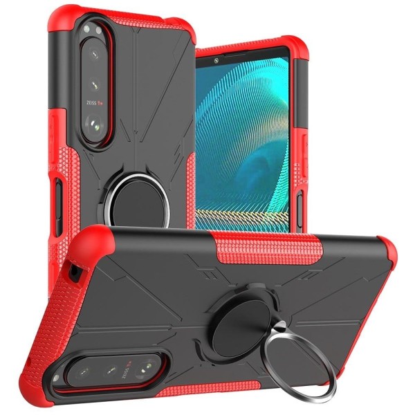 Kickstand-cover med magnetisk plade til Sony Xperia 5 III - Rød Red