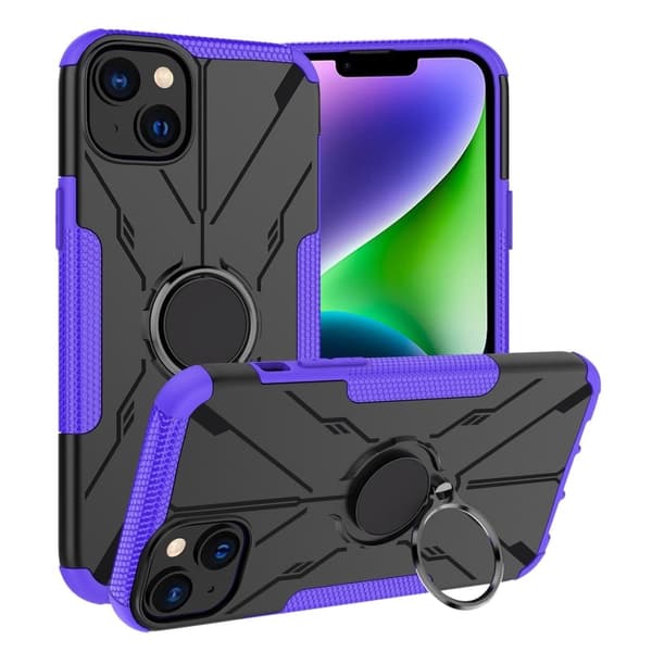 iPhone 14 Plus Ring Kickstand Design Bumpresistent and Flexible telefonbagcover stødsikkert Drop-proof Case - Lilla Purple