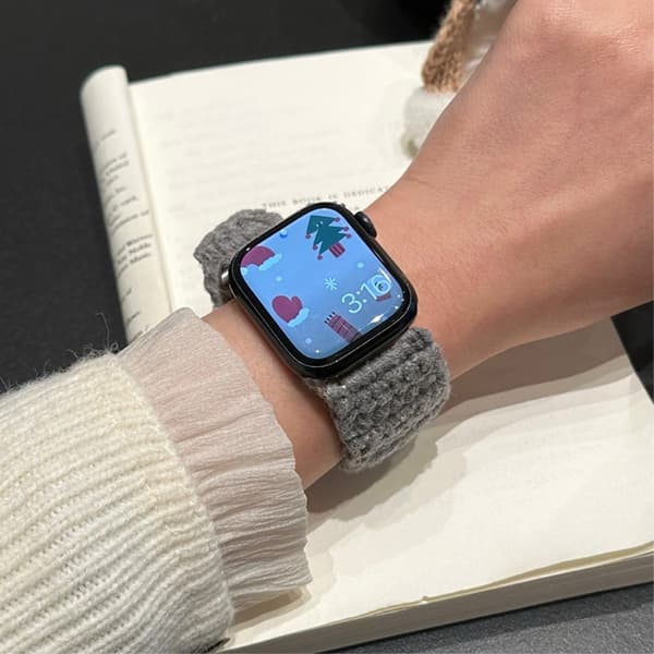 Apple Watch Series 41mm - 40mm - 38mm Universalarmband i sammet och bomull - Grå Silvergrå