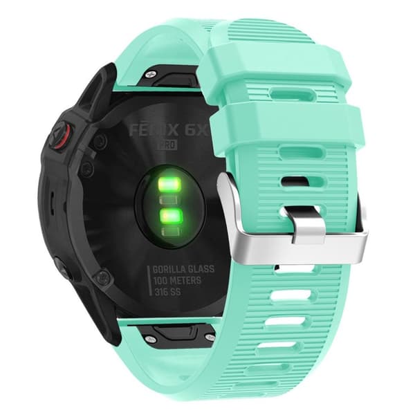 Garmin Fenix 6X silikonikellonauha - Syaani Green