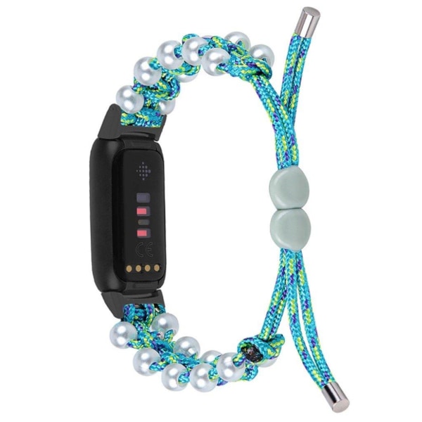 Fitbit Luxe stylish bead themed nylon watch strap - Blue Blå