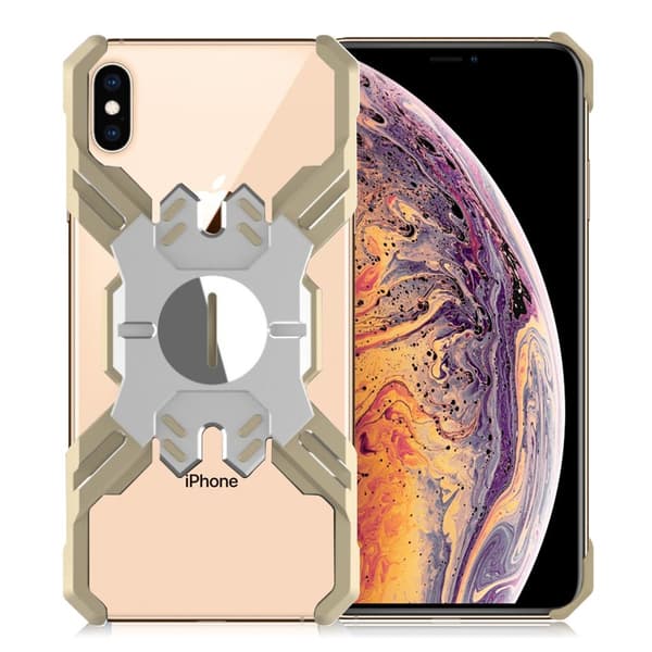 iPhone Xs Max heroes series X-format metallfodral - Silver / Guld multifärg