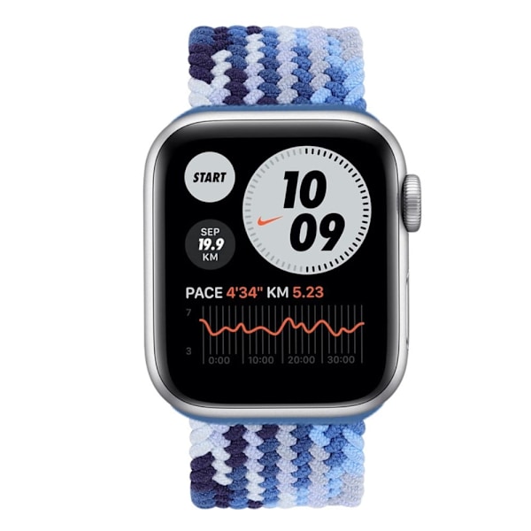Apple Watch Series 8 (41mm) elastisk nylon-urrem - Blå / Hvid / Hvid Blue