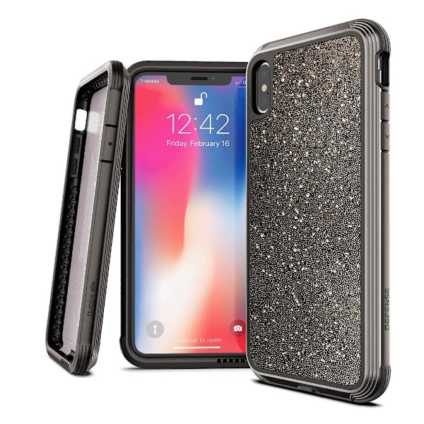 X-doria iPhone Xs Max Defense Lux - Mörk Glitter Svart