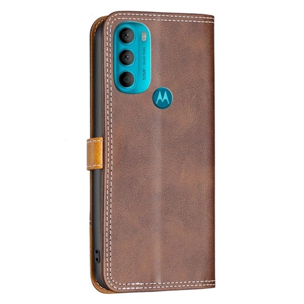 BINFEN tvåfärgat läder Motorola Moto G71 5G fodral - Brun Brun