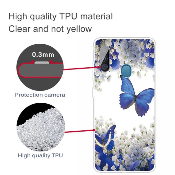 Butterfly läder Samsung Galaxy A11 fodral - Blå Blå