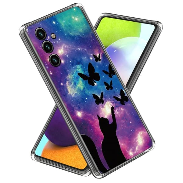 Deco Samsung Galaxy A24 4G Etui - Kat og Sommerfugle Purple