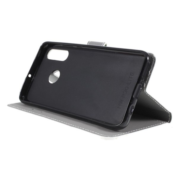 Huawei P30 Lite mønstret flipveske - Napping Owl Green