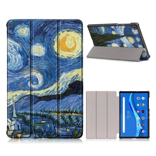 Lenovo Tab M10 FHD Plus tri-fold pattern leather case - Painting Multicolor