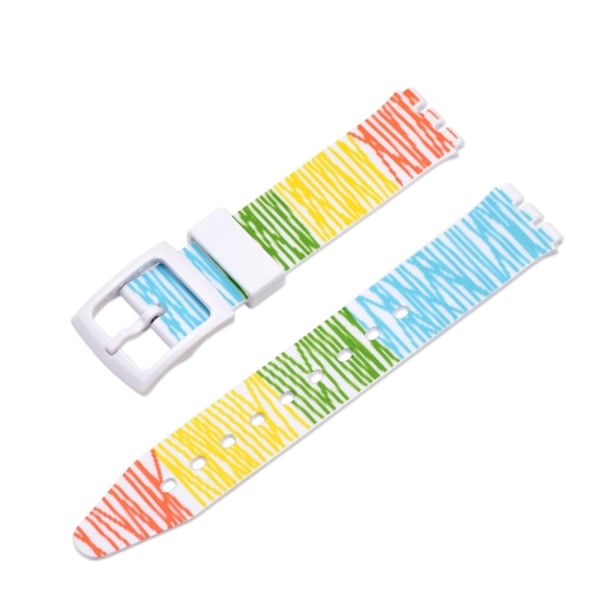 16mm Universal stripe tryckt klockarmband i silikon - Färgglada Klotterlinjer multifärg