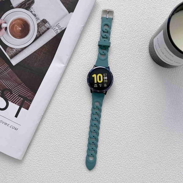 20 mm universal urrem i silikone med cool cirkeldesign - Grøn Green