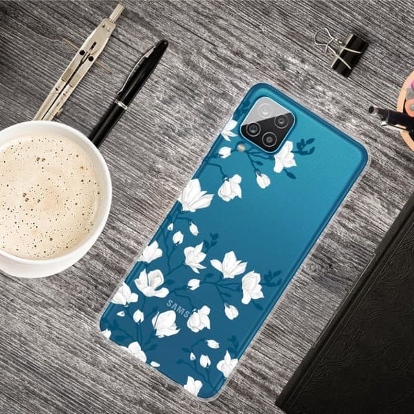 Deco Samsung Galaxy A12 5G etui - hvid blomster White