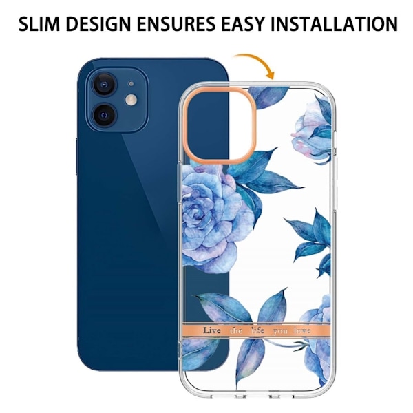 Supertunt och tåligt mjukfodral för iPhone 12 / 12 Pro - Blå Pion Blå