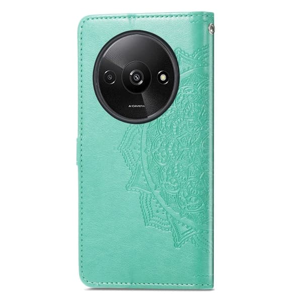 Mandala läder Xiaomi Redmi A3 / Xiaomi Poco C61 fodral - Grön Grön