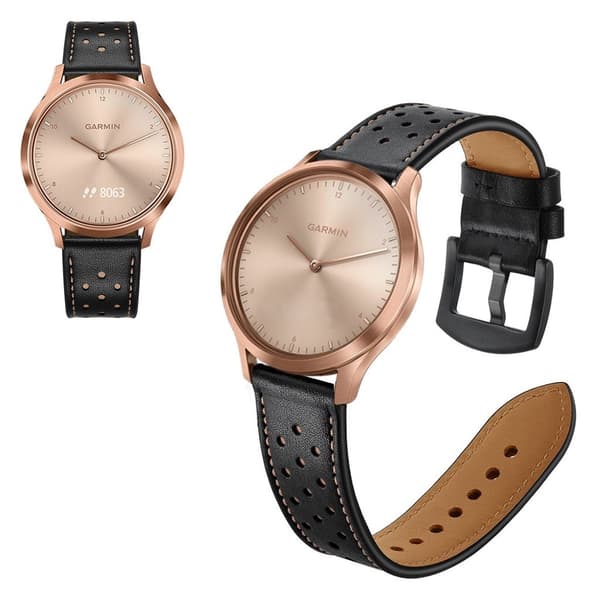Garmin Vivoactive 3 / Vivomove HR ægte læder Urrem - Sort Black